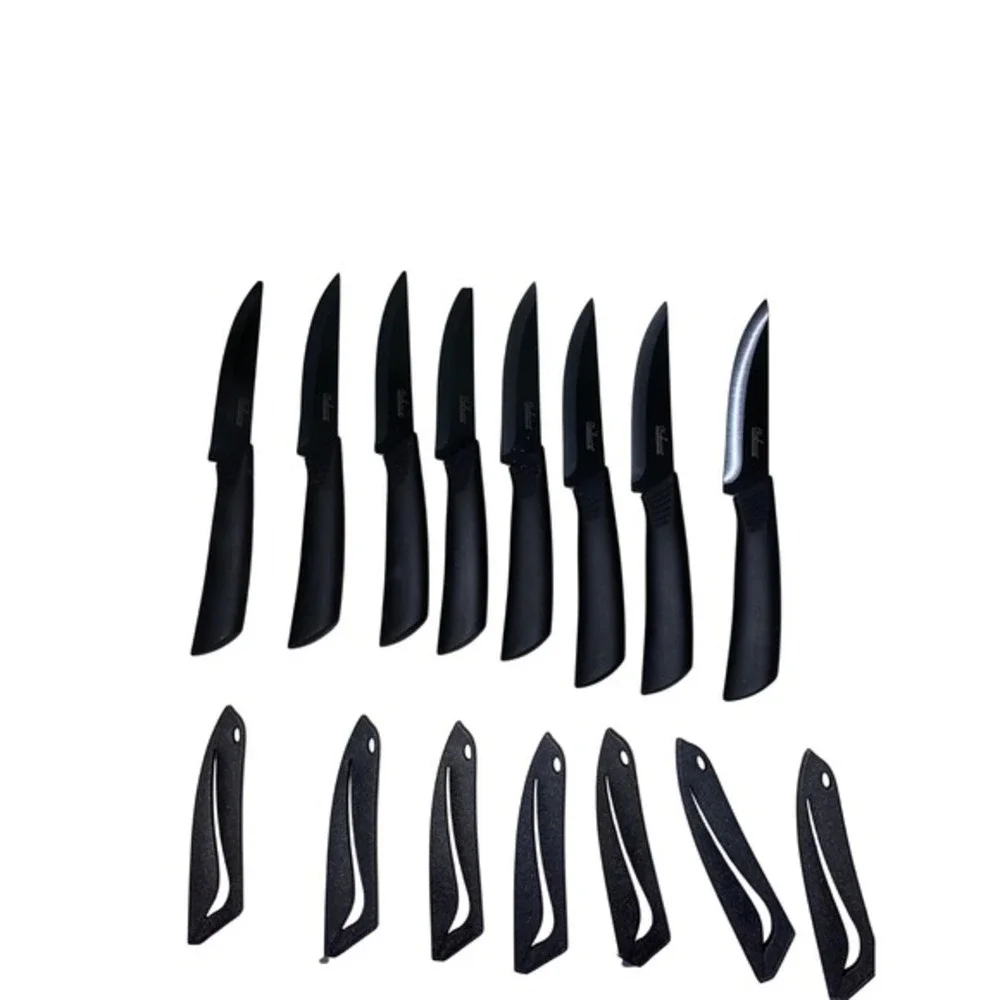 Chefware Solutions Ceramic‎ Paring Knives Black w/ Sheaths Lot of 8 READ